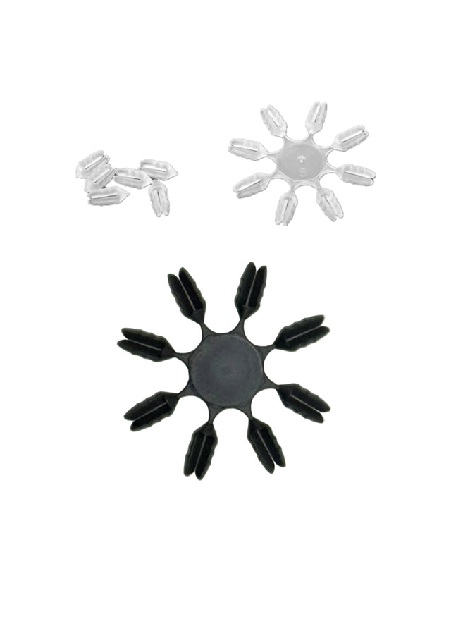 plastic dart flight protector designed to fit around the base of a dart flight. 8 Per ring. 10 rings per pack
