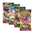 Four Pokémon Trading Card Game Perfect Order Mega Evolvement booster packs fanned out on a white background, showing different character designs including Cyndaquil, Totodile, Chikorita, and a purple dragon.