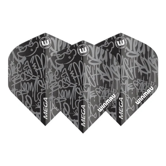 Winmau Mega Standard Black Dart Flights (5 sets)