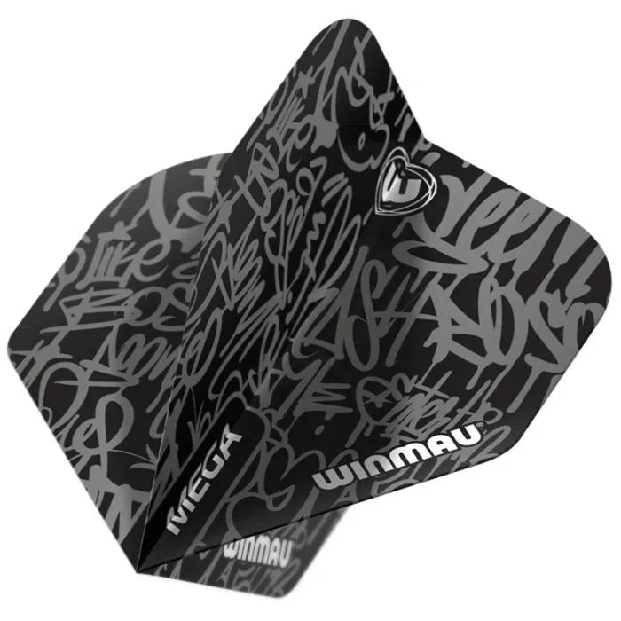 Winmau Mega Standard Black Dart Flights (5 sets)