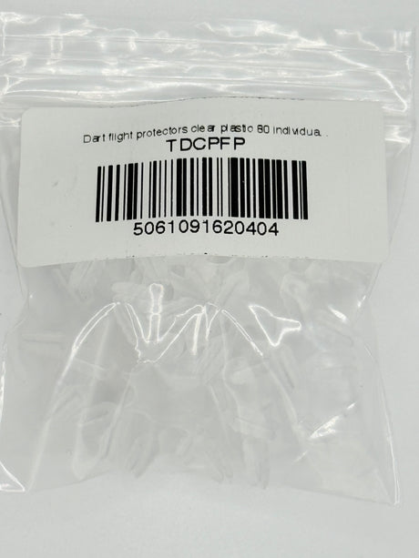 A clear plastic dart flight protector designed to fit around the base of a dart flight. 8 Per ring. 10 rings per pack
