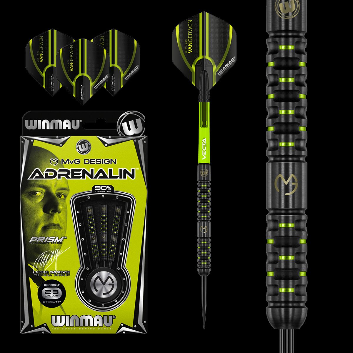 Winmau MVG Adrenalin 23g steel tip dart set