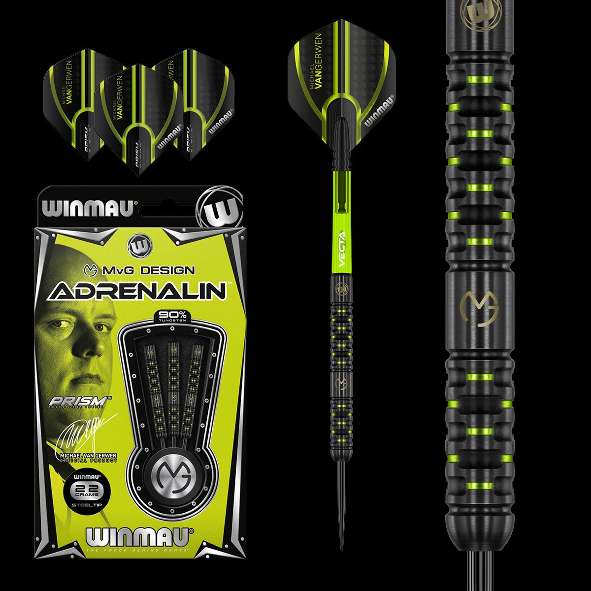Winmau MVG Adrenalin 22g steel tip dart set
