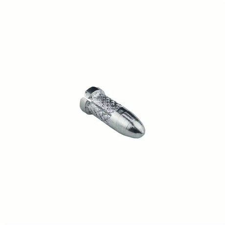 A silver bullet-shaped dart flight protector.