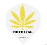 Ruthless white and yellow cannabis leaf standard shape dart flights 5 sets