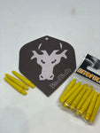 Yellow nylon extra short dart shafts/canes/stems 5 sets