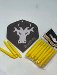 Plain yellow nylon deflectagrip tweeny dart shafts/canes/stems 5 sets