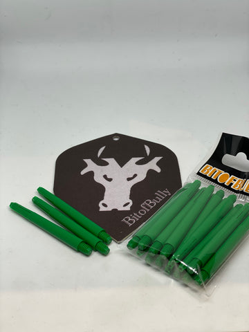 Medium green nylon deflectagrip dart shafts/canes/stems 5 sets