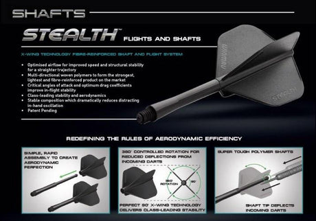 Winmau stealth intermediate black dart shafts