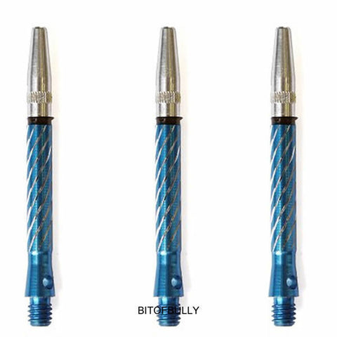 short diamond cut aluminium superspin blue shafts/stems/canes 5 sets