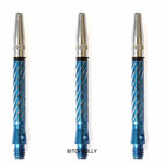 extra short diamond cut aluminium super spin blue shafts/stems/canes 5 sets